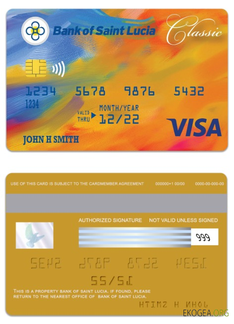 Carte Visa Classic de la Banque de Sainte Lucie de Sainte Lucie